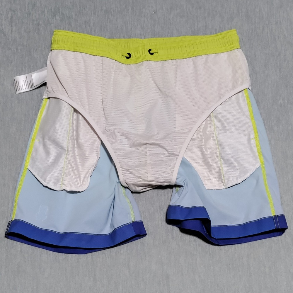 Psycho Bunny Mens Malta Hydrochromic Swim Trunk Size Small Wild Lime Brief Liner - Picture 7 of 15